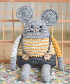 woolen mouse in overalls